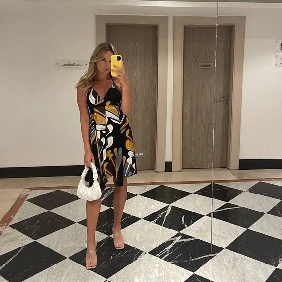 Vintage Satin Multi Colour Patterned Dress - Picture 10 of 10